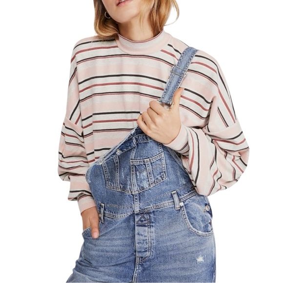 Free People Steph Tee in Heather Pastel Combo Stripe size Extra Small XS NWT - Picture 1 of 13